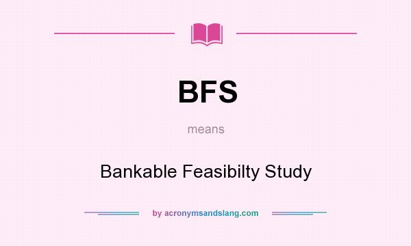What does BFS mean? It stands for Bankable Feasibilty Study