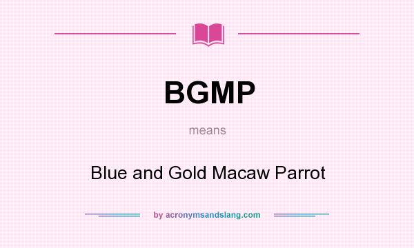 What does BGMP mean? It stands for Blue and Gold Macaw Parrot
