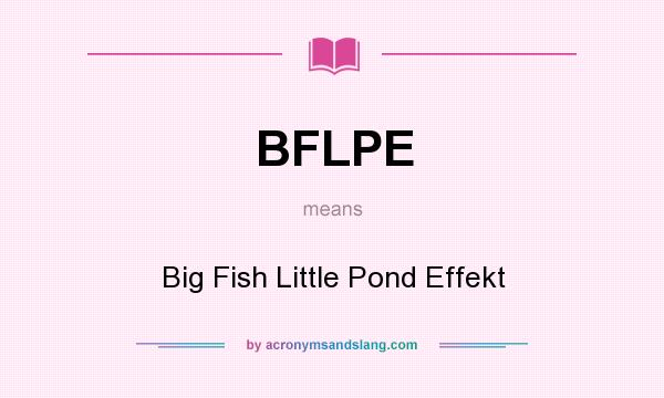 What does BFLPE mean? It stands for Big Fish Little Pond Effekt