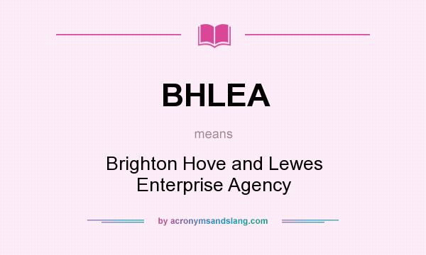 What does BHLEA mean? It stands for Brighton Hove and Lewes Enterprise Agency