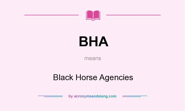 What does BHA mean? It stands for Black Horse Agencies