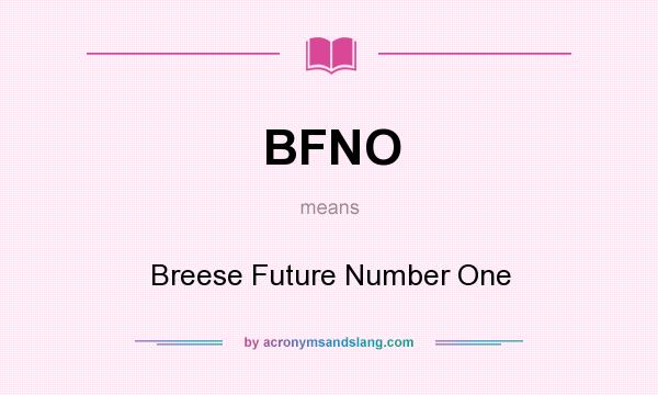 What does BFNO mean? It stands for Breese Future Number One