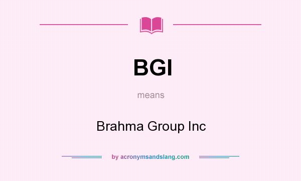 What does BGI mean? It stands for Brahma Group Inc