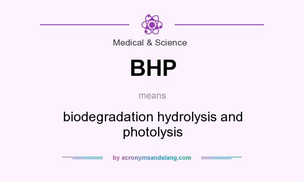What does BHP mean? It stands for biodegradation hydrolysis and photolysis