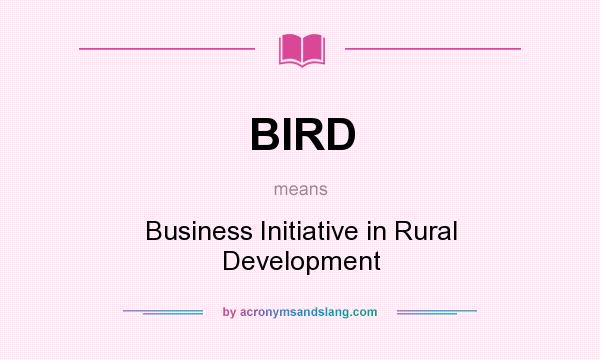 What does BIRD mean? It stands for Business Initiative in Rural Development