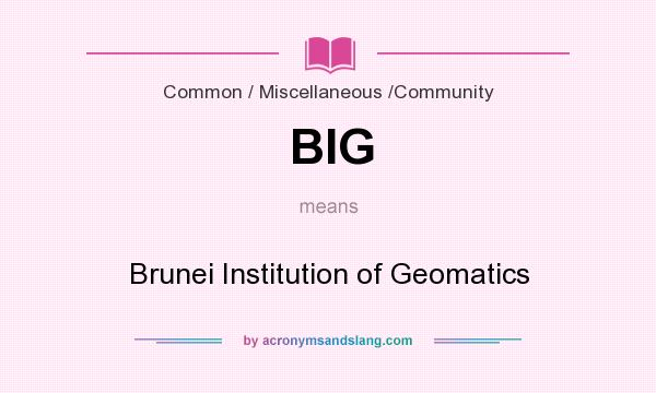 What does BIG mean? It stands for Brunei Institution of Geomatics