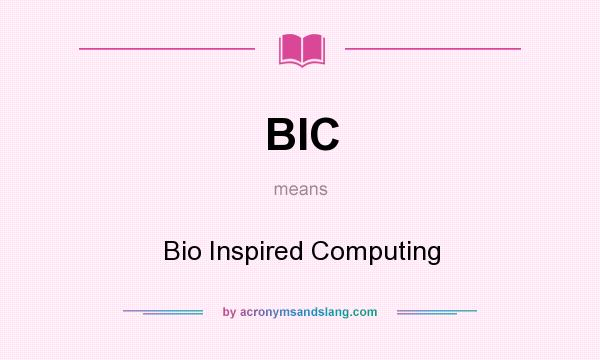 What does BIC mean? It stands for Bio Inspired Computing