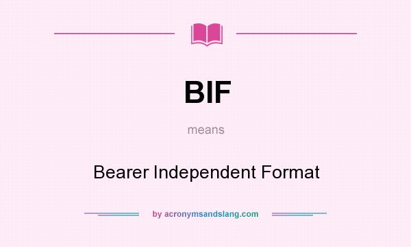 What does BIF mean? It stands for Bearer Independent Format