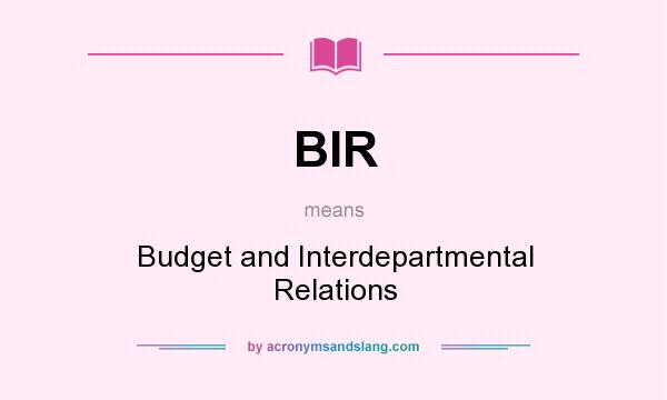 What does BIR mean? It stands for Budget and Interdepartmental Relations