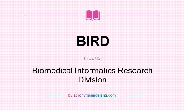 What does BIRD mean? It stands for Biomedical Informatics Research Division