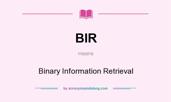 What does BIR mean? It stands for Binary Information Retrieval