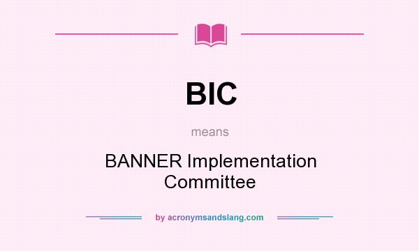 What does BIC mean? It stands for BANNER Implementation Committee
