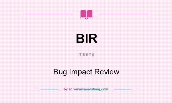 What does BIR mean? It stands for Bug Impact Review