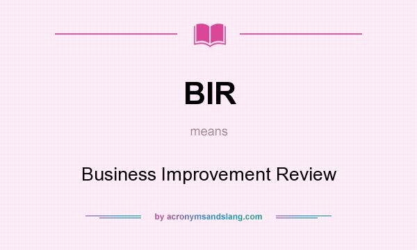 What does BIR mean? It stands for Business Improvement Review