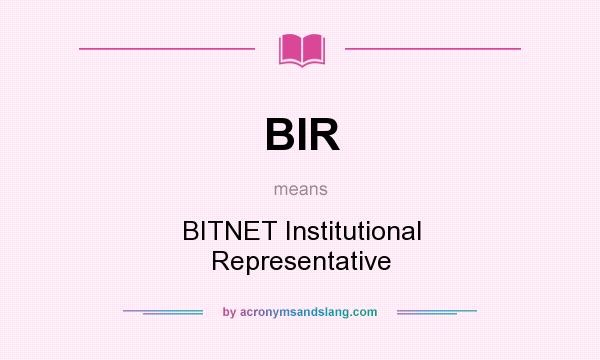 What does BIR mean? It stands for BITNET Institutional Representative
