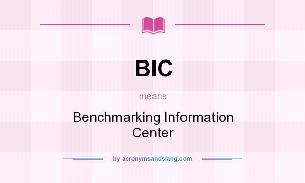 What does BIC mean? It stands for Benchmarking Information Center