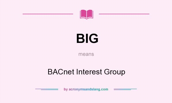 What does BIG mean? It stands for BACnet Interest Group