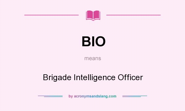 What does BIO mean? It stands for Brigade Intelligence Officer