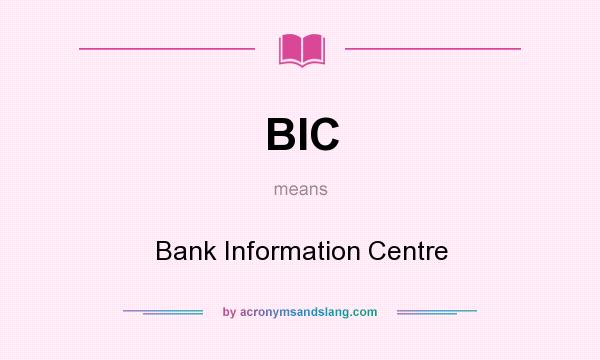 What does BIC mean? It stands for Bank Information Centre