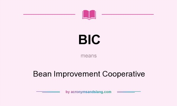 What does BIC mean? It stands for Bean Improvement Cooperative