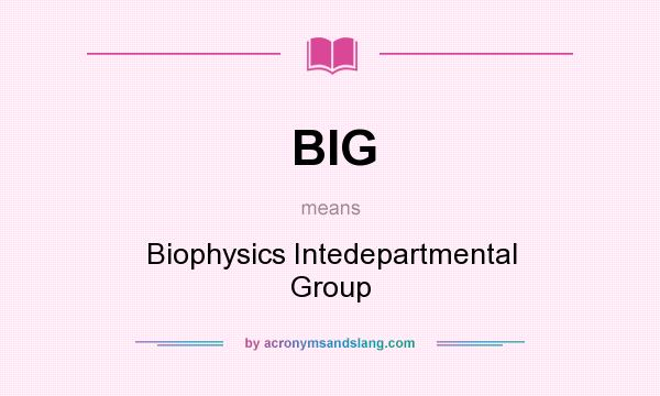 What does BIG mean? It stands for Biophysics Intedepartmental Group