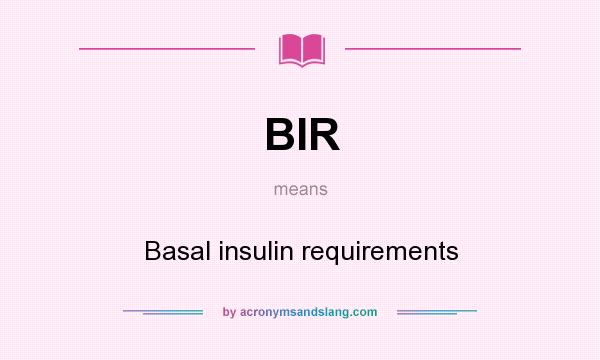What does BIR mean? It stands for Basal insulin requirements