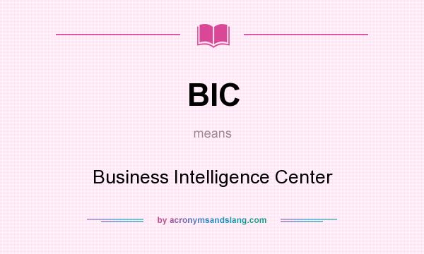 What does BIC mean? It stands for Business Intelligence Center