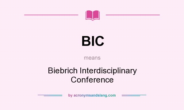 What does BIC mean? It stands for Biebrich Interdisciplinary Conference