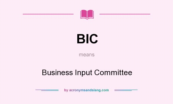 What does BIC mean? It stands for Business Input Committee