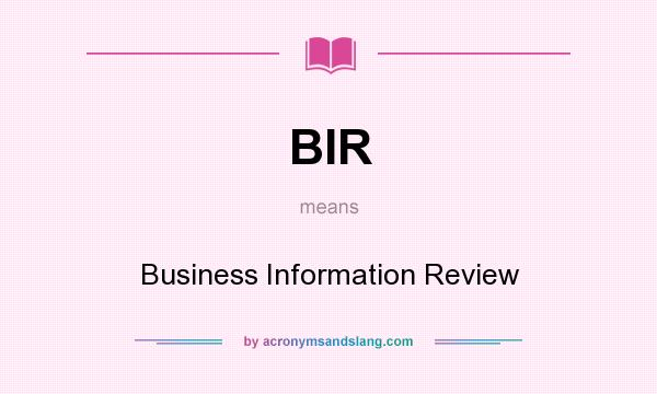 What does BIR mean? It stands for Business Information Review