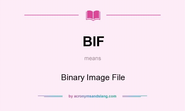 What does BIF mean? It stands for Binary Image File