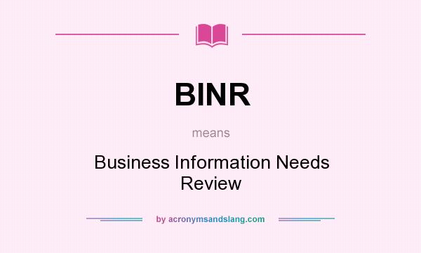What does BINR mean? It stands for Business Information Needs Review