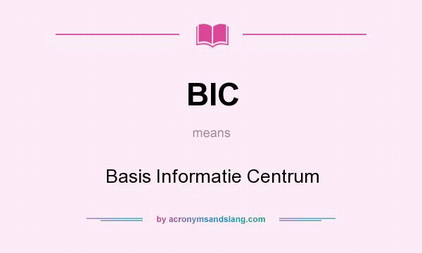 What does BIC mean? It stands for Basis Informatie Centrum