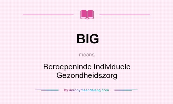 What does BIG mean? It stands for Beroepeninde Individuele Gezondheidszorg