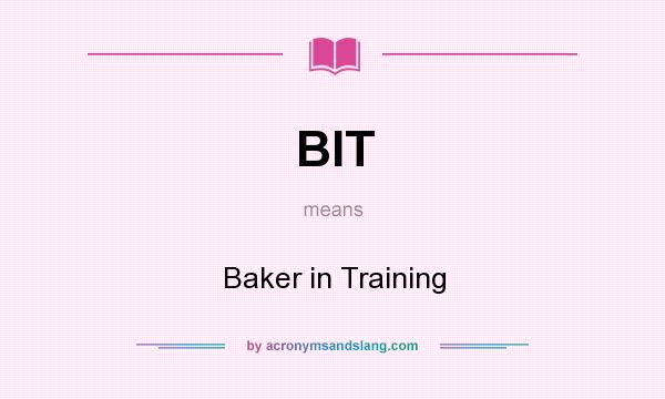 What does BIT mean? It stands for Baker in Training