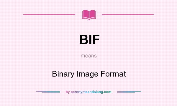 What does BIF mean? It stands for Binary Image Format