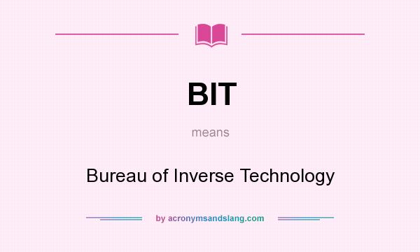 What does BIT mean? It stands for Bureau of Inverse Technology