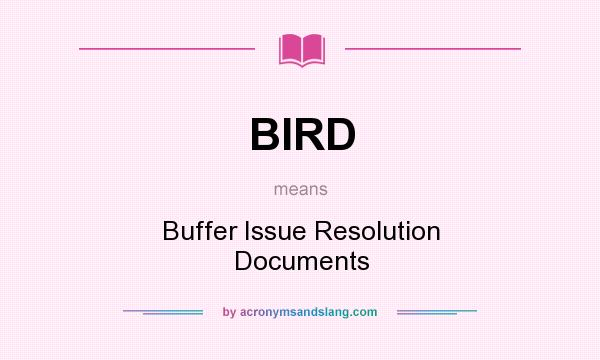 What does BIRD mean? It stands for Buffer Issue Resolution Documents