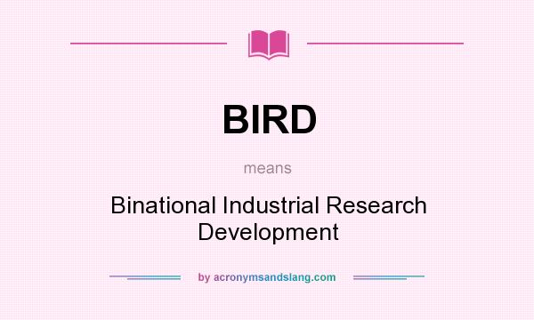 What does BIRD mean? It stands for Binational Industrial Research Development