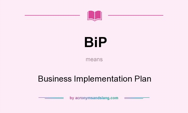 What does BiP mean? It stands for Business Implementation Plan
