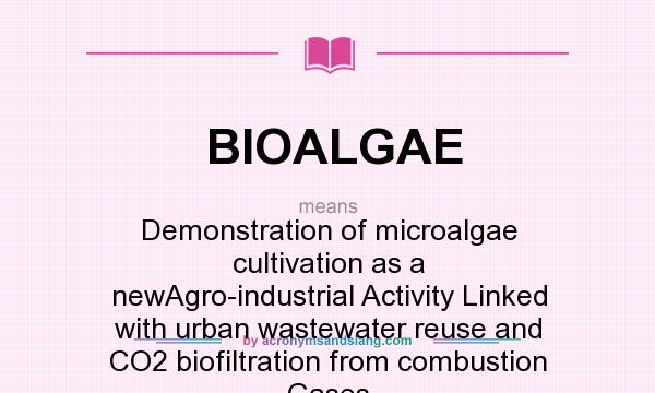 What does BIOALGAE mean? It stands for Demonstration of microalgae cultivation as a newAgro-industrial Activity Linked with urban wastewater reuse and CO2 biofiltration from combustion Gases