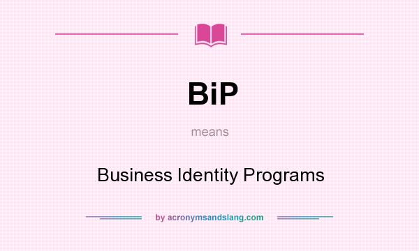 What does BiP mean? It stands for Business Identity Programs