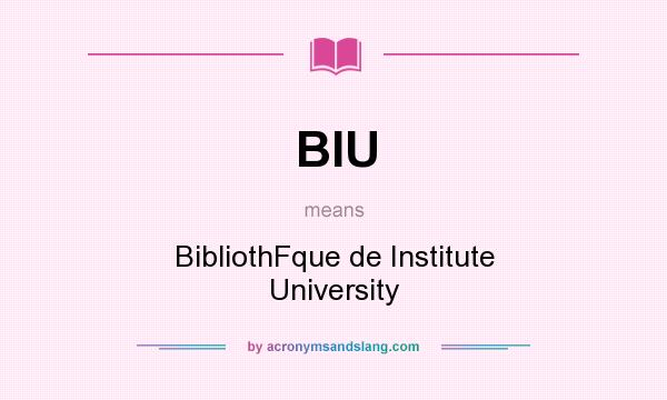 What does BIU mean? It stands for BibliothFque de Institute University