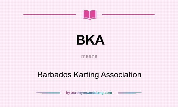 What does BKA mean? It stands for Barbados Karting Association