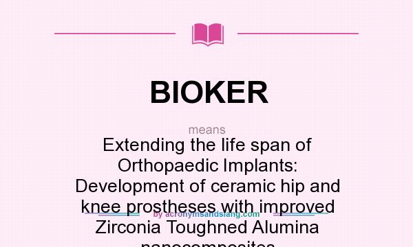 What does BIOKER mean? It stands for Extending the life span of Orthopaedic Implants: Development of ceramic hip and knee prostheses with improved Zirconia Toughned Alumina nanocomposites