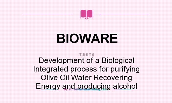 What does BIOWARE mean? It stands for Development of a Biological Integrated process for purifying Olive Oil Water Recovering Energy and producing alcohol