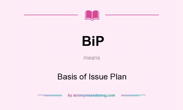 What does BiP mean? It stands for Basis of Issue Plan