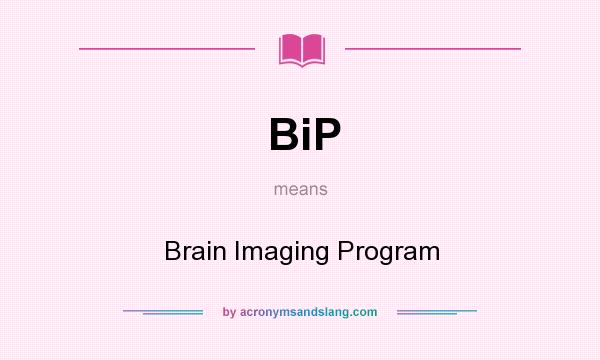 What does BiP mean? It stands for Brain Imaging Program