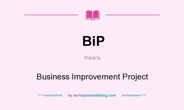 What does BiP mean? It stands for Business Improvement Project