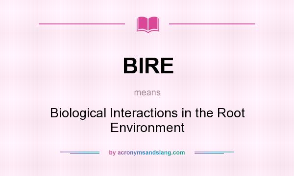 What does BIRE mean? It stands for Biological Interactions in the Root Environment
